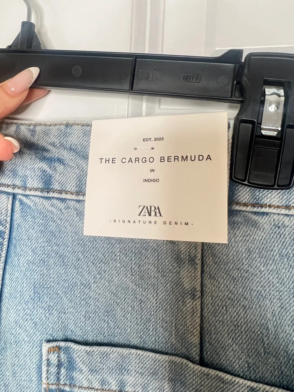 Zara Light Blue Denim Cargo Shorts with Utility Pockets - Picture 8 of 9